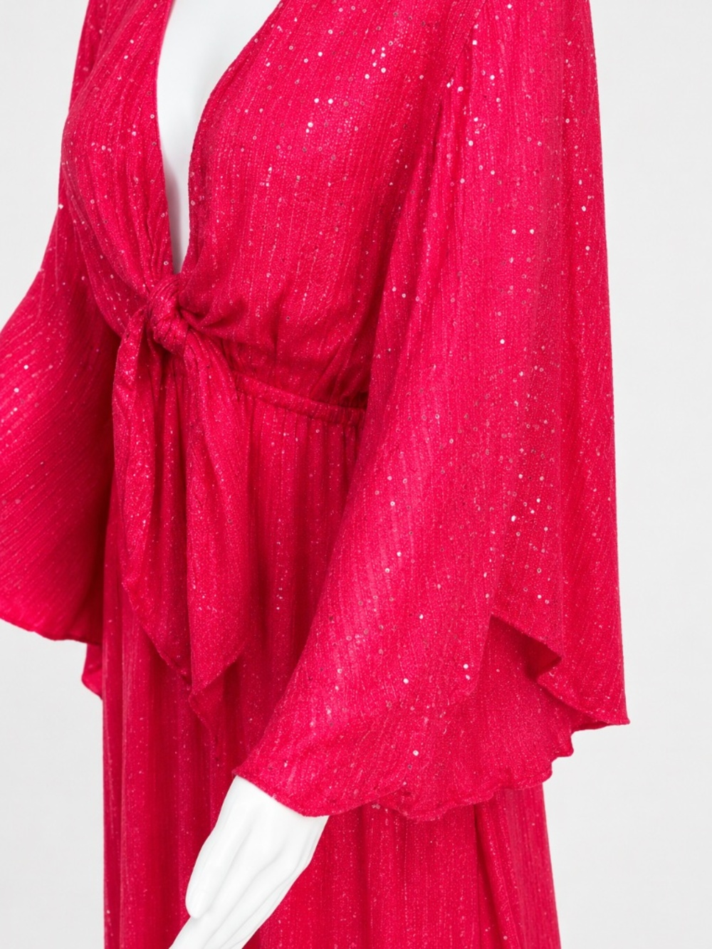 Sundress Brand “Juliana” Maxi Resort Dress High Low Ruffle Deep Pink - Size M/L - Picture 4 of 5